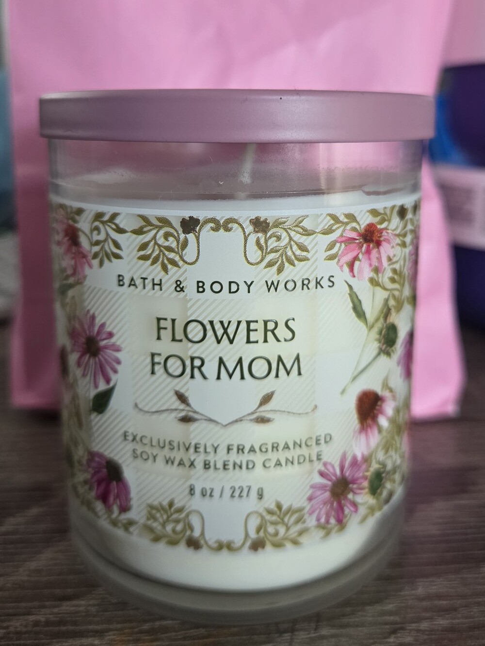 Bath & Body Works Flowers for Mom Candle - Pink & Gold Floral Jar